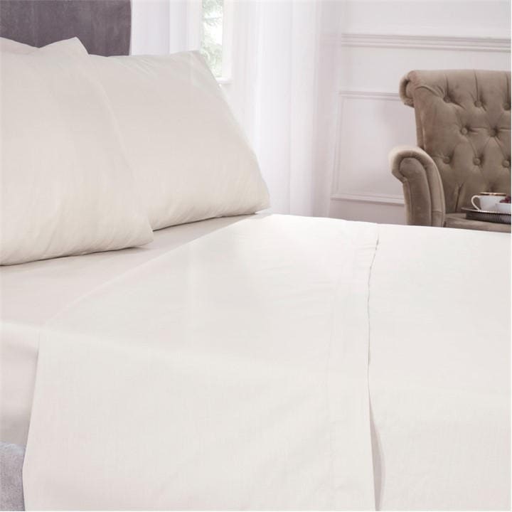 Emma Barclay  Cream Flat Sheet 200 Thread Count Egyptian Cotton in Size King, Sports Direct