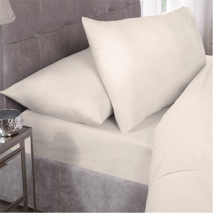 Emma Barclay  Cream Fitted Sheet 180 Thread Count Percale in Size Bunk, Sports Direct