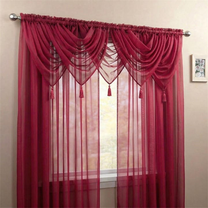 Alan Symonds  Red Plain Voile Swag Set Of 5 in Size 56x45cm, Sports Direct