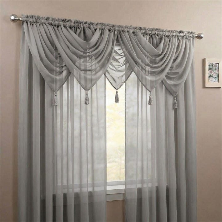 Alan Symonds  Silver Plain Voile Swag Set Of 5 in Size 56x45cm, Sports Direct
