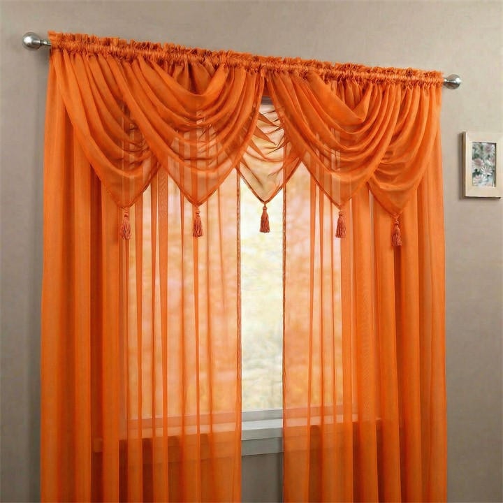 Alan Symonds  Orange Plain Voile Swag Set Of 5 in Size 56x45cm, Sports Direct