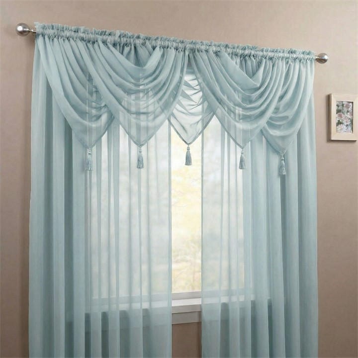 Alan Symonds  Blue Plain Voile Swag Set Of 5 in Size 56x45cm, Sports Direct