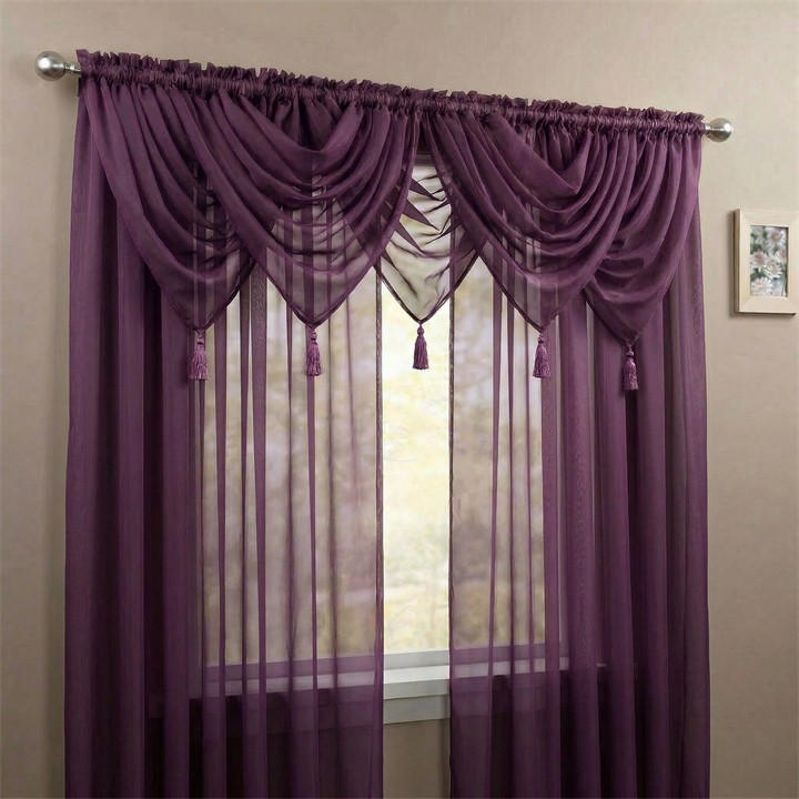 Alan Symonds  Purple Plain Voile Swag Set Of 5 in Size 56x45cm, Sports Direct