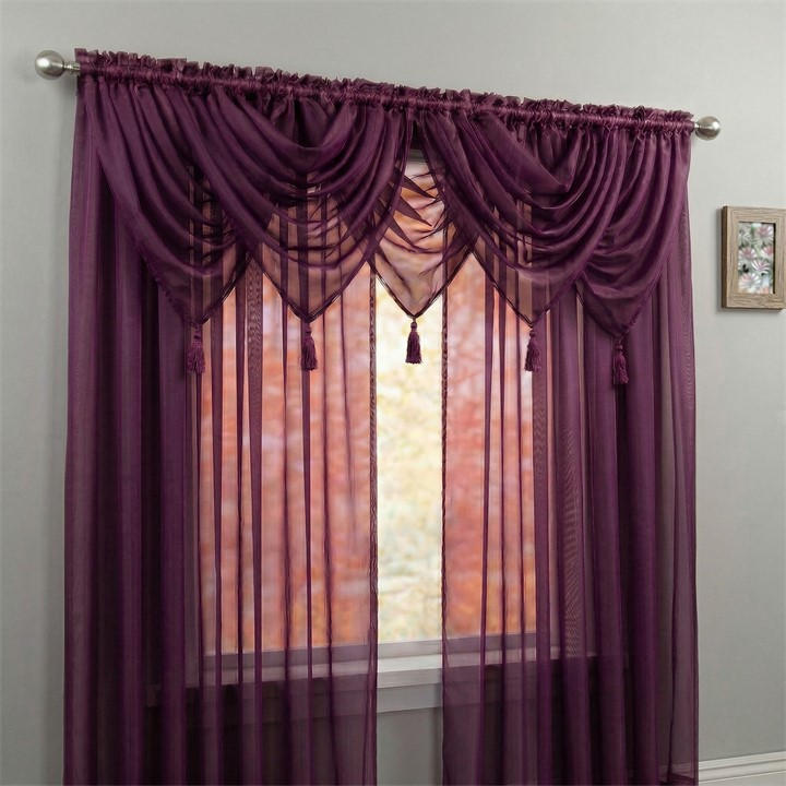 Alan Symonds  Purple Plain Voile Swag Set Of 5 in Size 56x45cm, Sports Direct