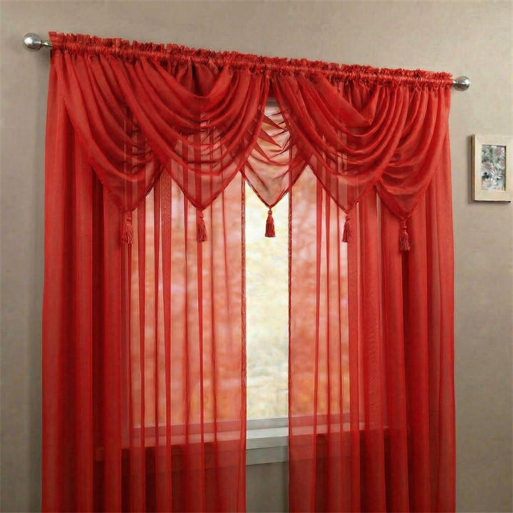 Alan Symonds  Red Plain Voile Swag Set Of 5 in Size 56x45cm, Sports Direct