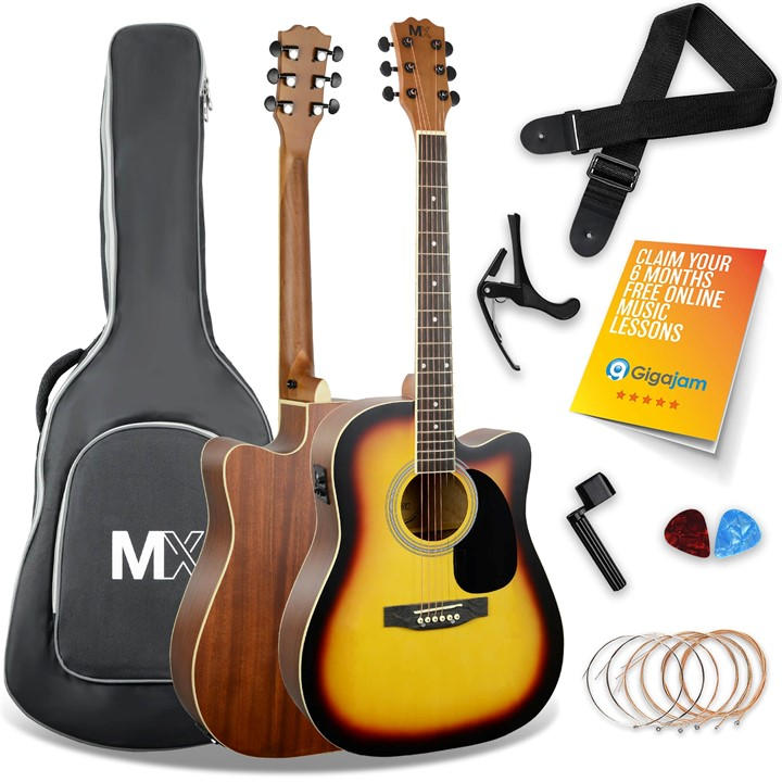 3Rd Avenue  Yellow Cutaway Electro Acoustic Guitar Pack in Size 60cm, Sports Direct