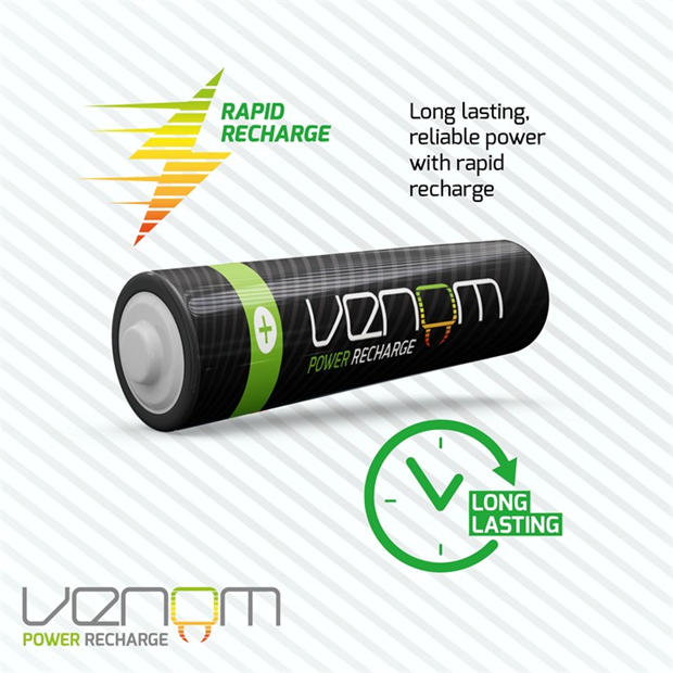 Electronics - Venom - Rechargeable AA Batteries - 2100mAh 1.2V NiMH - High Capacity (4-Pack)