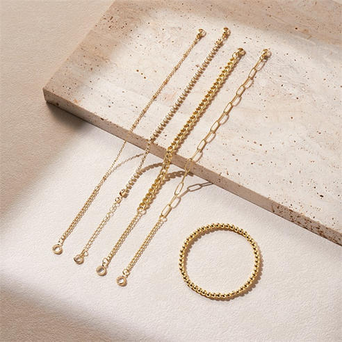 SHEONLY - 5PCS 14K Gold Plated Stacking Bracelets Set