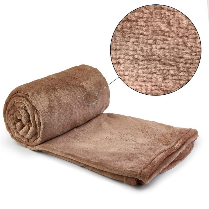 Emma Barclay  Brown Snug Throw Blanket Flannel Fleece Super Soft in Size 125x150cm, Sports Direct