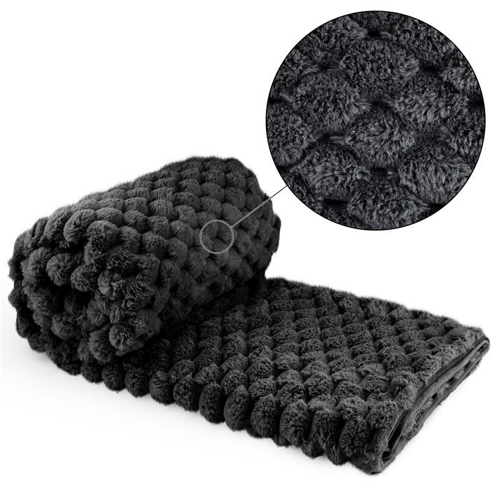 Emma Barclay  Black Throw Blanket Super Soft Faux Rabbit Fur Lush in Size 125x150cm, Sports Direct