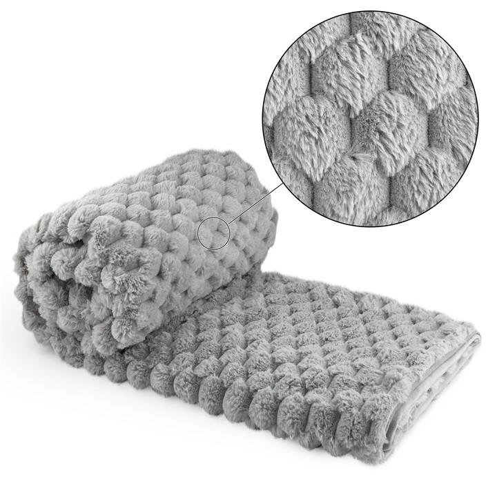 Emma Barclay  Silver Throw Blanket Super Soft Faux Rabbit Fur Lush in Size 125x150cm, Sports Direct