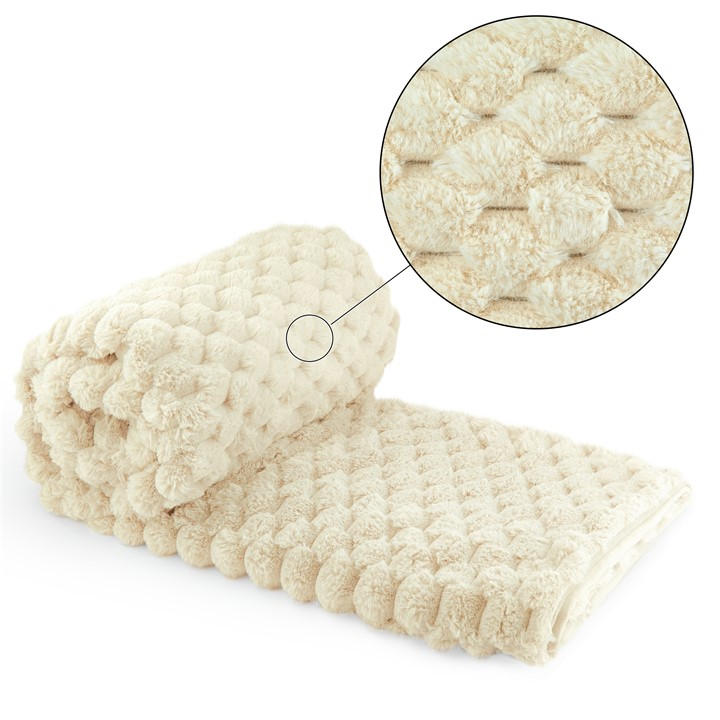 Emma Barclay  Cream Throw Blanket Super Soft Faux Rabbit Fur Lush in Size 125x150cm, Sports Direct