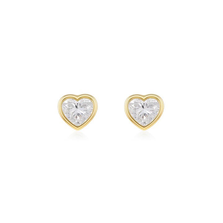 Be You Women's Gold 9Ct 1Ct Heart Lab Created Diamond Earrings, Sports Direct