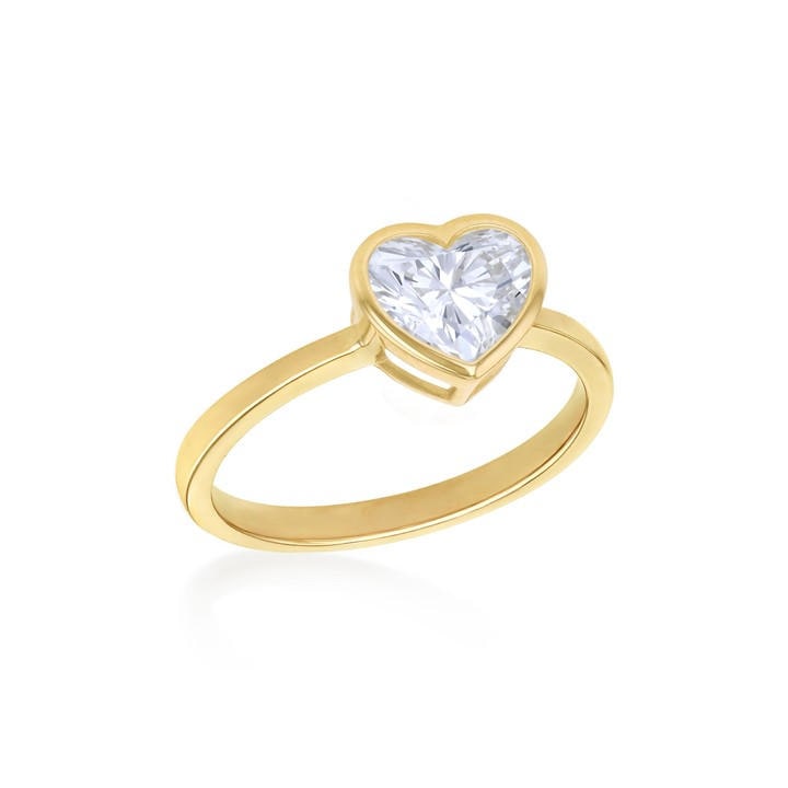 Be You Women's Gold 9Ct 1Ct Heart Lab Created Diamond Ring in Size L, Sports Direct