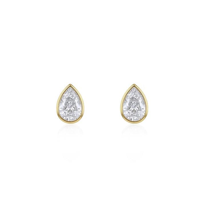 Be You Women's Gold 9Ct 1Ct Teardrop Lab Created Diamond Earrings, Sports Direct
