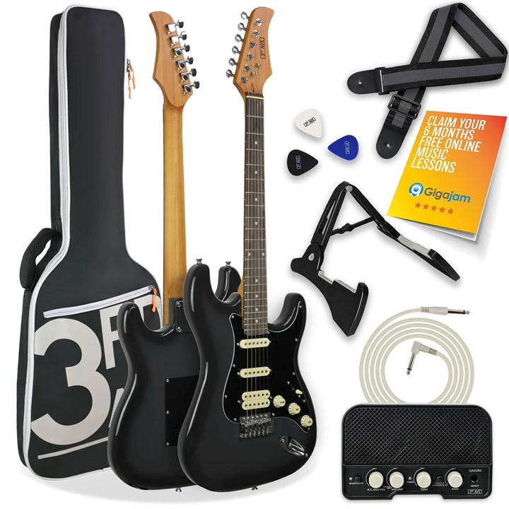 3Rd Avenue  Rushmore Grey Stateside Series Electric Guitar Pack in Size 60cm, Sports Direct