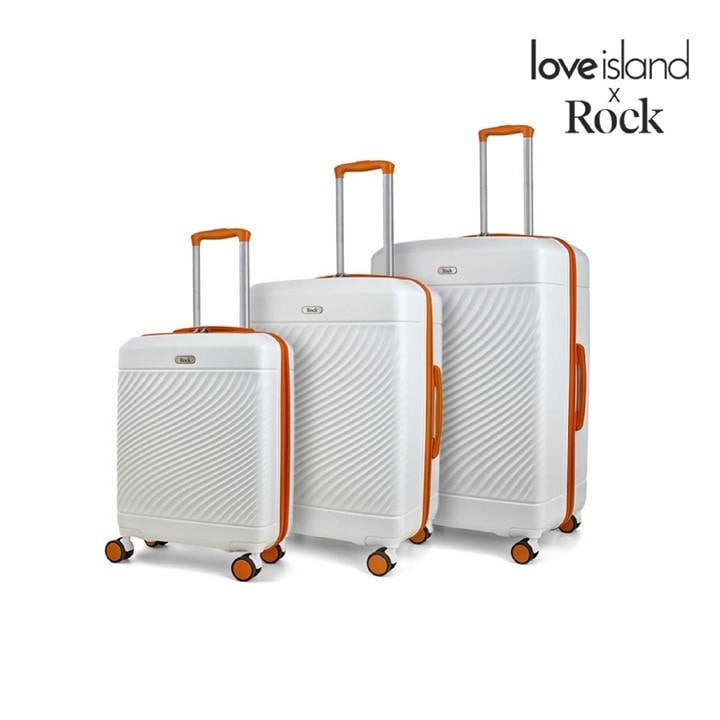 Rock Unisex White Love Island Suitcase /Orange Medium
