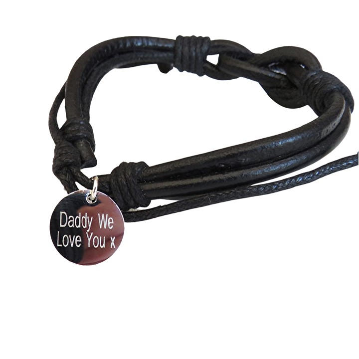 Aye Do Gifts Men's Black Leather Knot Bracelet - Daddy We Love You X, Sports Direct