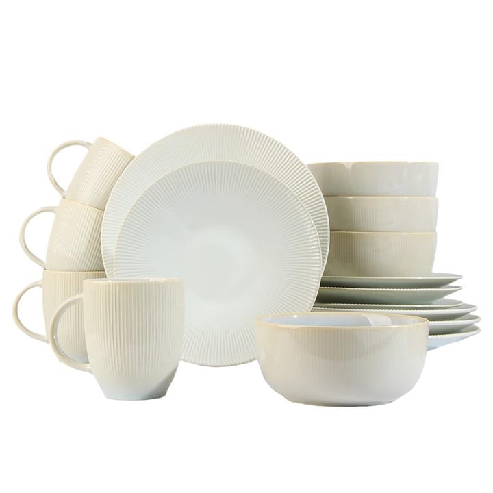 Waterside  Cream 16Pc Reactive Glaze Dinner Set, Sports Direct