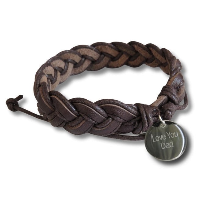 Scotland  Men's  Pleated Leather Bracelet-Love You Dad, Football by Aye Do Gifts, Sports Direct