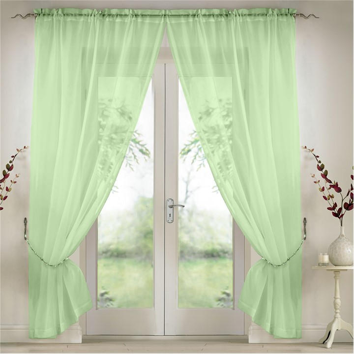 Alan Symonds  Green Plain Slot Top Voile Pairs With Decorative Tie Bac in Size 142x183cm, Sports Direct