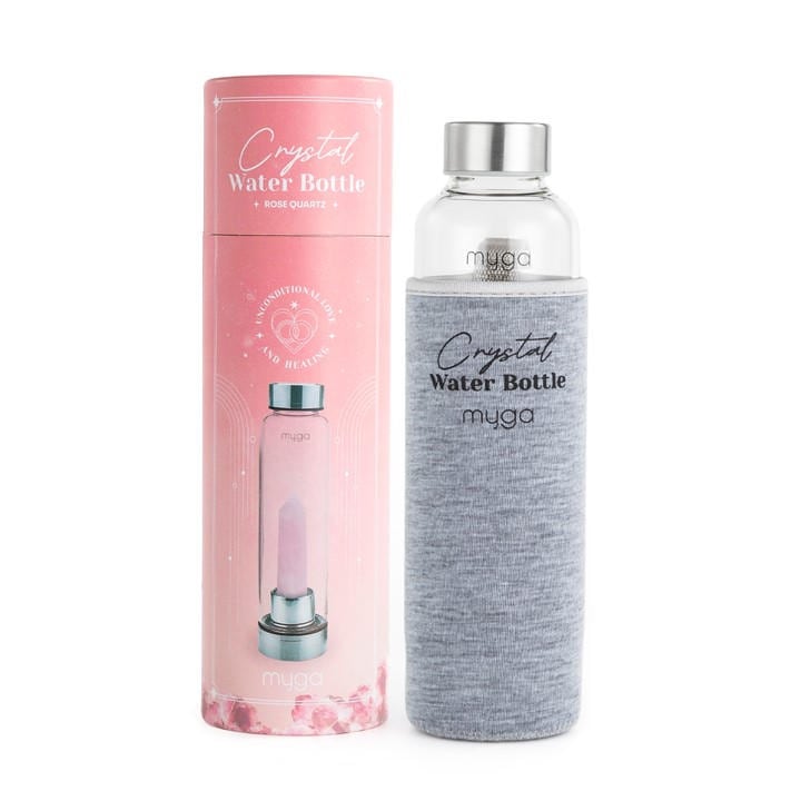 Myga  Pink Crystal Water Bottle - Rose Quartz, Sports Direct