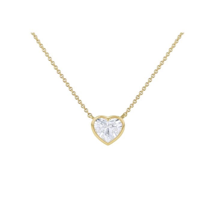 Be You Women's Gold 9Ct 1Ct Heart Lab Created Diamond Necklace, Sports Direct