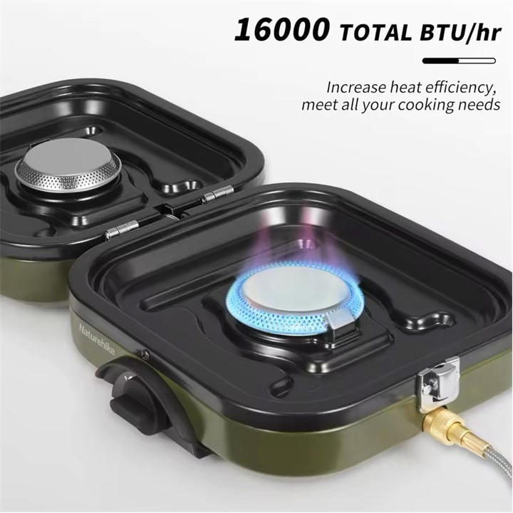 Naturehike  Green Double Burner Folding Gas Stove, Sports Direct