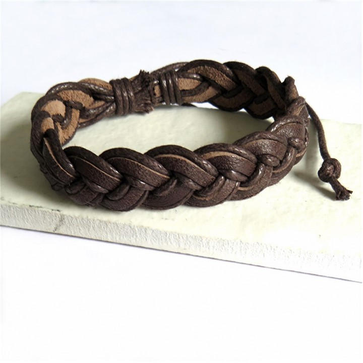 Aye Do Gifts Men's Brown Pleated Leather Bracelet 5994-Np-Mpleab, Sports Direct
