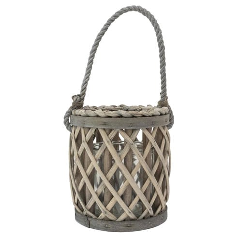 JVL - Luna Natural Willow Wood Lantern With Braided