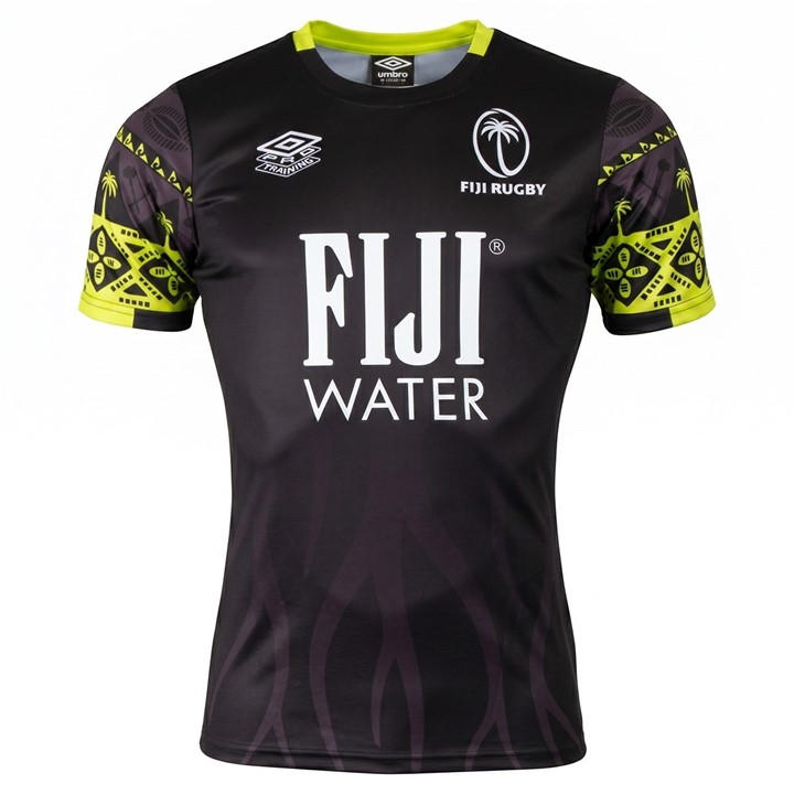 Umbro Men' Black Fiji Pre-Match Rugby Shirt 2026 in Size S, Sports Direct