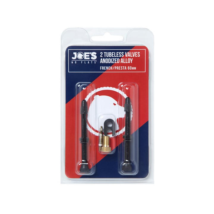 Joes No Flats  Black Tubeless Anodized Presta Valves (Pair) in Size 48mm, Sports Direct