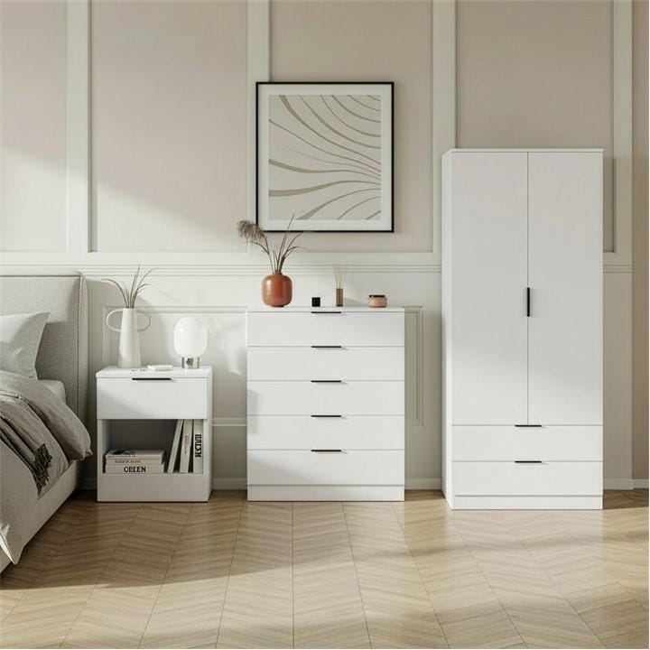 Lassic  White Vida Designs Trega 3 Piece Bedroom Set 4 in Size 3pc Set, Sports Direct