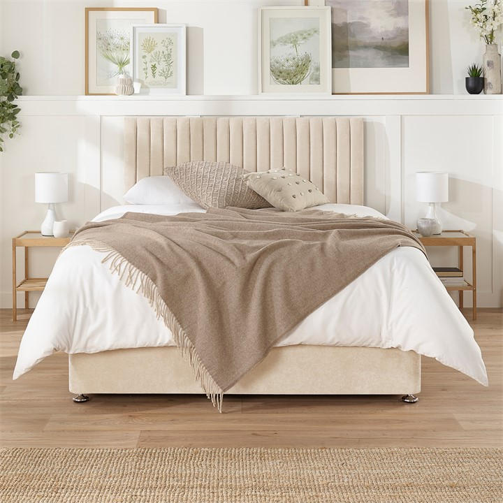 Aspire  Cream Grant Divan With Mattress 2 Drawers in Size Superking, Sports Direct