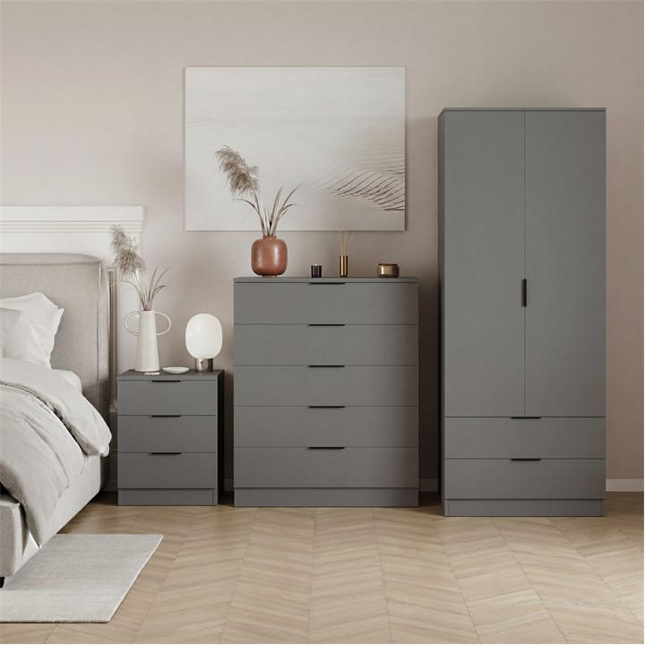 Lassic  Grey Vida Designs Trega 3 Piece Bedroom Set 6 in Size 3pc Set, Sports Direct