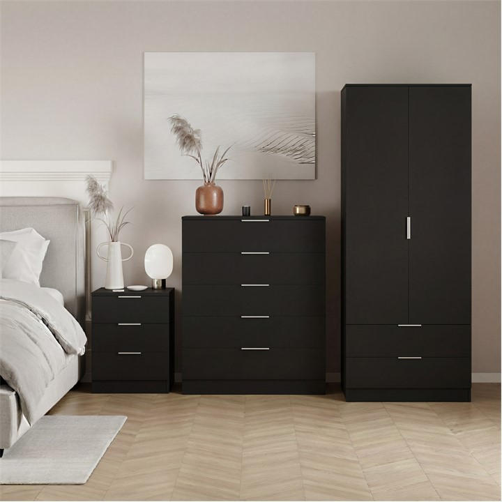 Lassic  Black Vida Designs Trega 3 Piece Bedroom Set 6 in Size 3pc Set, Sports Direct