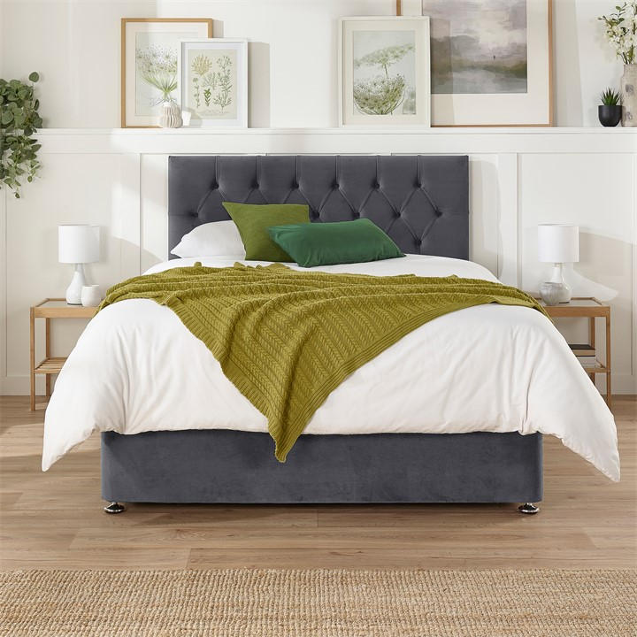 Aspire  Grey Olivier Divan With Mattress No Drawers in Size Superking, Sports Direct