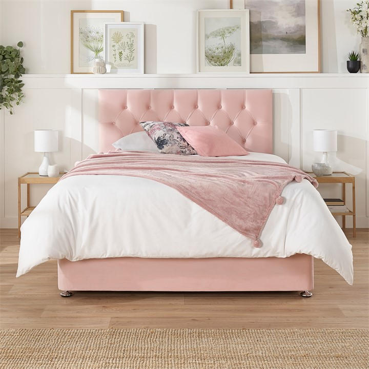 Aspire  Pink Olivier Divan With Mattress No Drawers in Size Single, Sports Direct