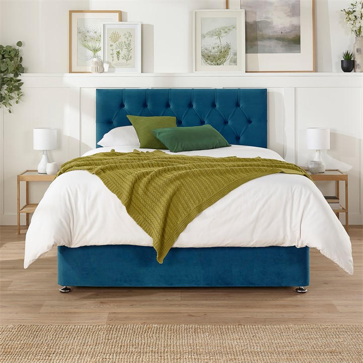 Aspire  Blue Olivier Divan With Mattress No Drawers in Size Superking, Sports Direct