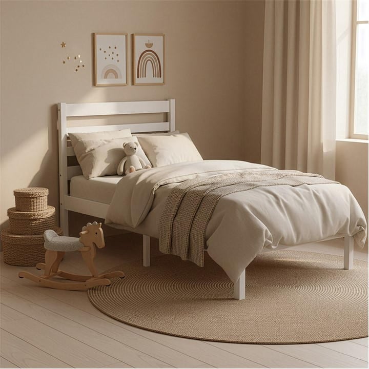 Lassic  Kids White Libra Kids  Wooden Bed & Mattress Set in Size Single, Sports Direct