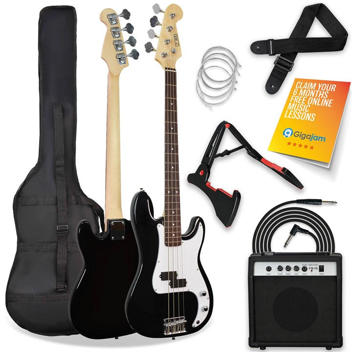 3Rd Avenue  Black Electric Bass Guitar Pack in Size 60cm, Sports Direct