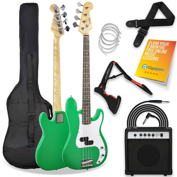 3Rd Avenue  Green Electric Bass Guitar Pack in Size 60cm, Sports Direct