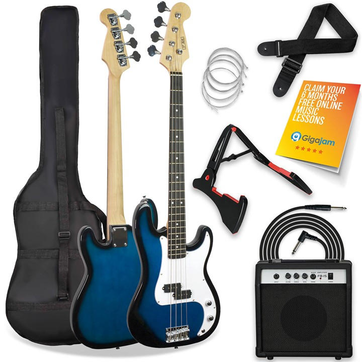3Rd Avenue  Blue Electric Bass Guitar Pack in Size 60cm, Sports Direct