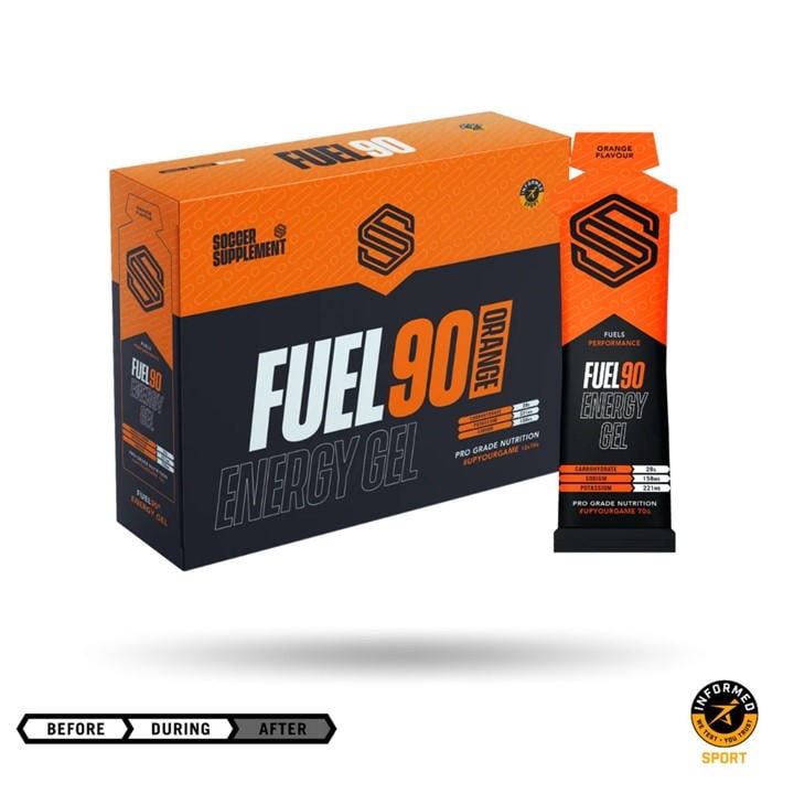 Soccer Supplements  Orange Fuel90® - Energy Gel () in Size 12 x 70g, Sports Direct