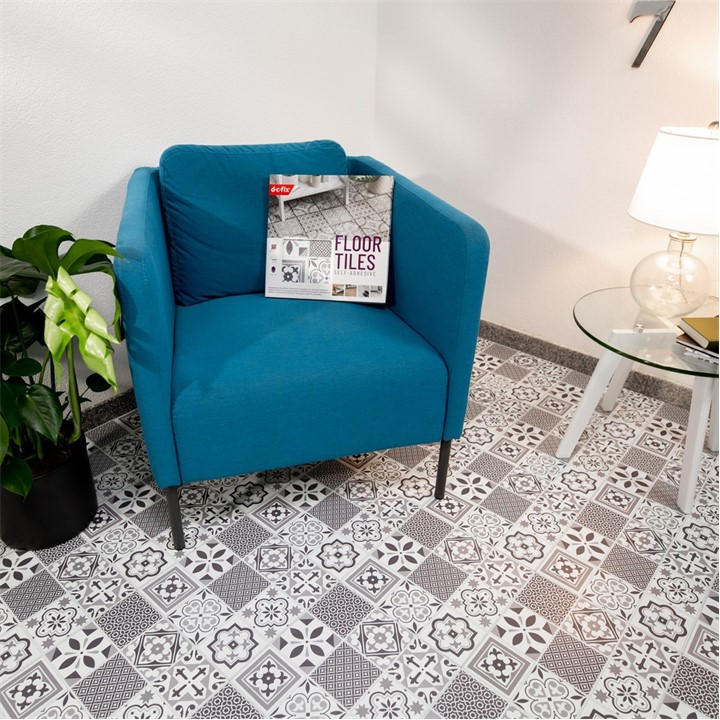 D C Fix Self Adhesive Vinyl Floor Tiles Oriental Grey Medium - Image 3
