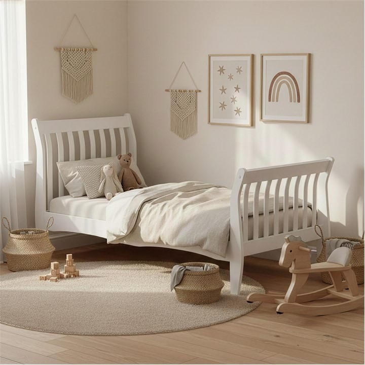 Lassic  Kids White Orion Kids  Wooden Sleigh Bed & Mattress Set in Size Single, Sports Direct