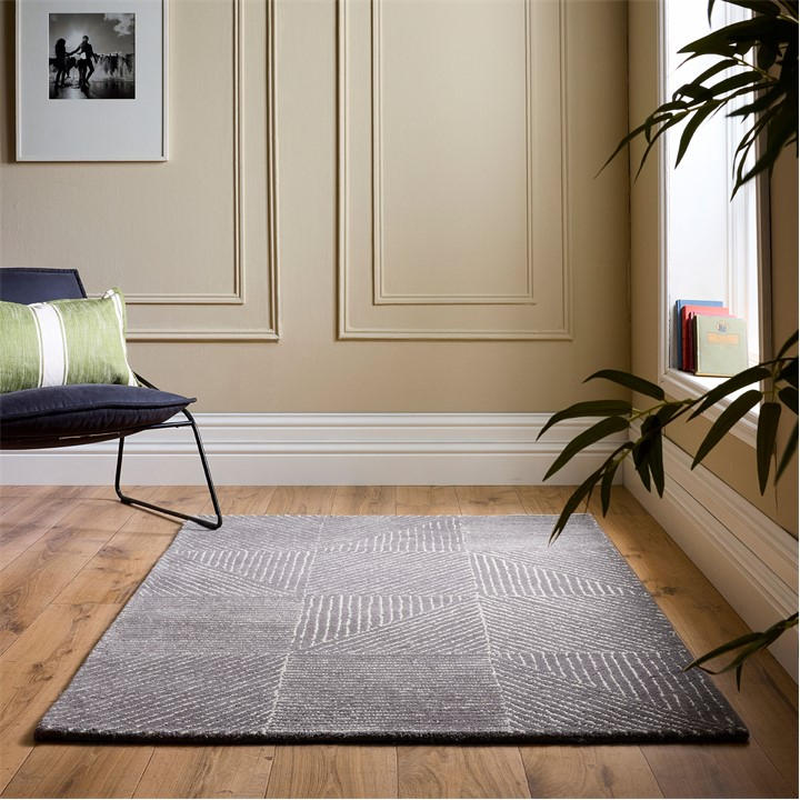Origin Rugs  Grey Geometric Rug in Size 120x170cm, Sports Direct