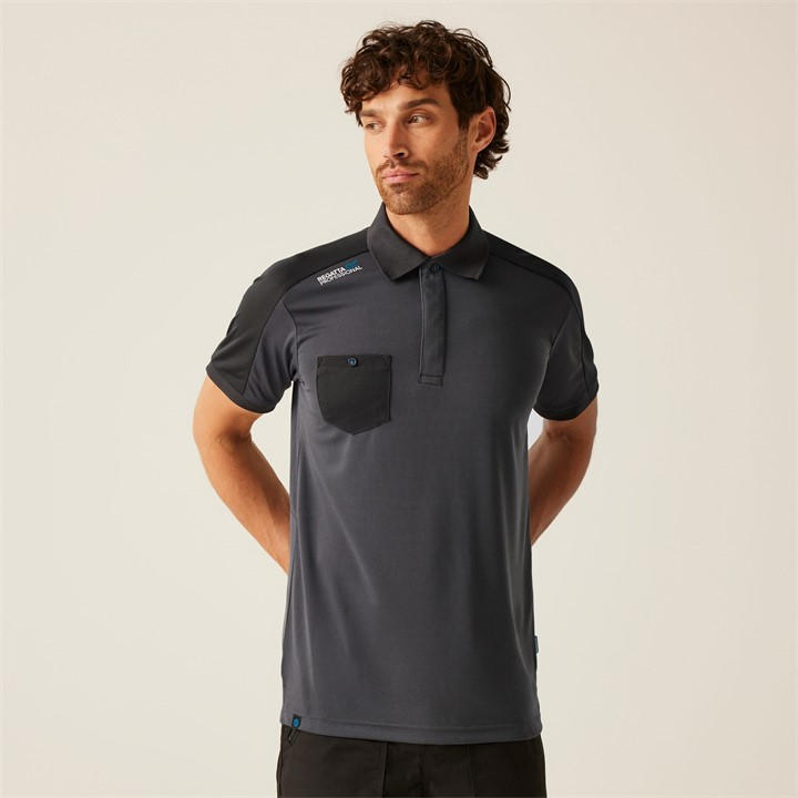 Regatta Men' Grey Offensive Moisture Wicking Polo Shirt in Size S, Sports Direct