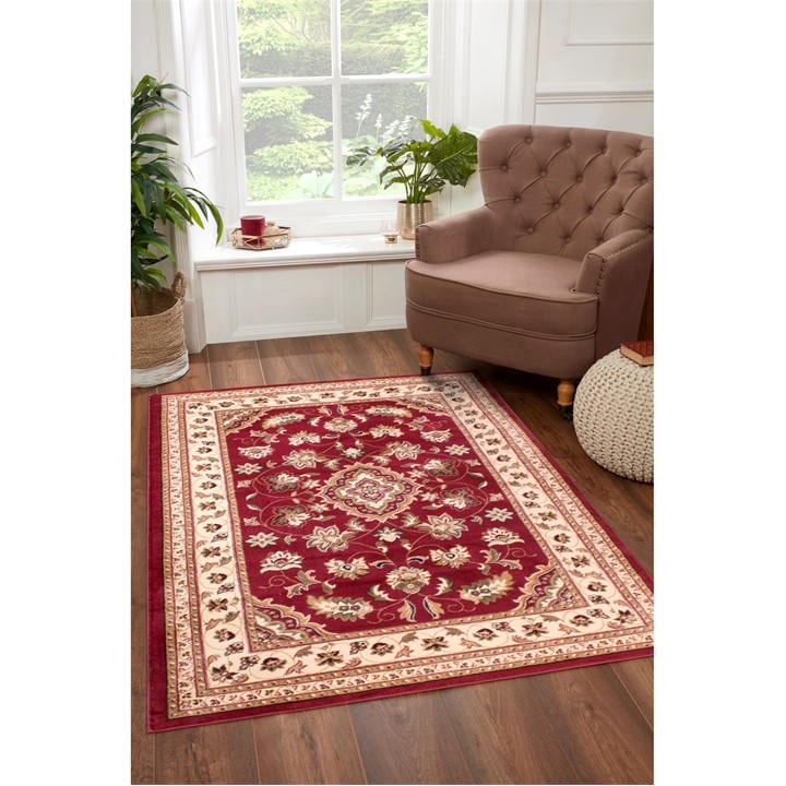Hmc Home  Red Sherborne Traditional Rug in Size 60x230cm, Sports Direct