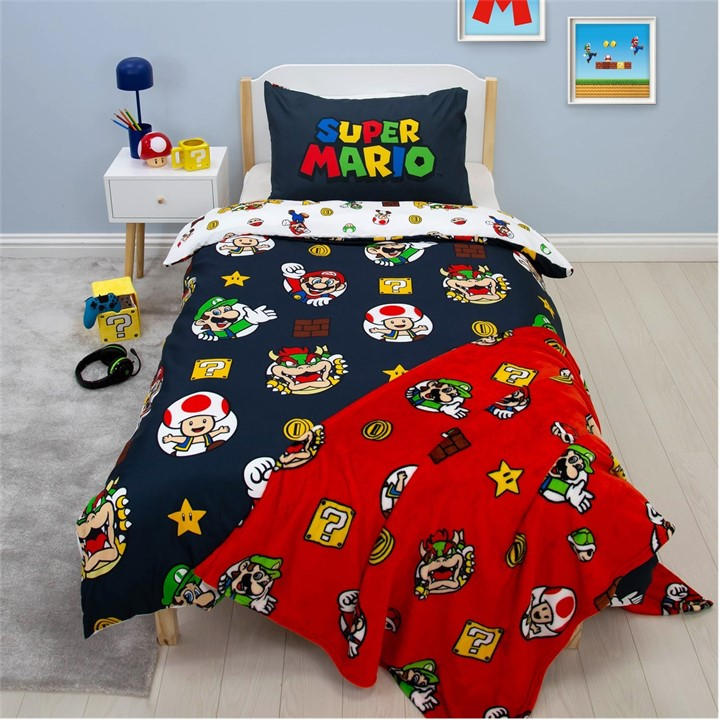 Super Mario  Kids  Blackend Single Duvet, Sports Direct